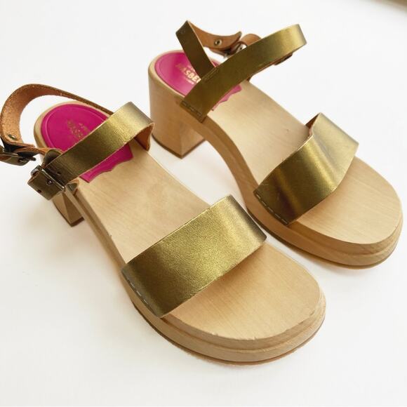 Swedish Hasbeens Gittan Clog Sandal Gold Metallic - Picture 6 of 11